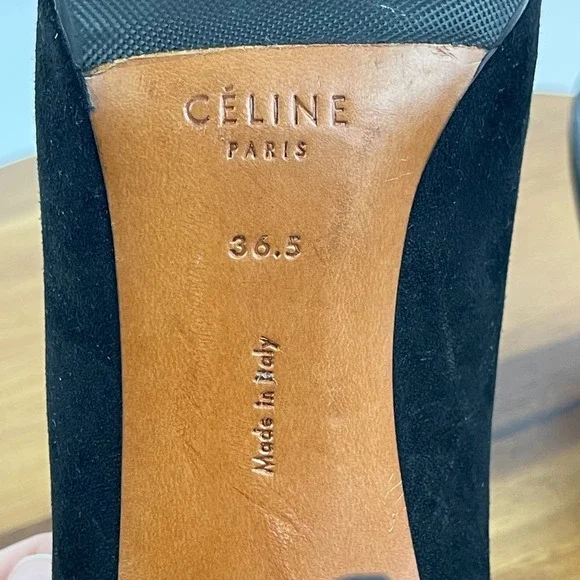 Womens Celine‎ Paris Black Suede Dress Pumps Shoes Heels Size 36.5 US 6.5 M GUC